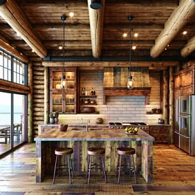 Go Rustic with Reclaimed Wood Finishes in cabin kitchen-3