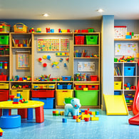 Keep toys games and crafts organized and out of sight by dedicating a space in the basement to a creative kids zone Inside of a homeDurable flooring colorful storage solutions and easytoclean surfaces make it a safe and fun environment for children t