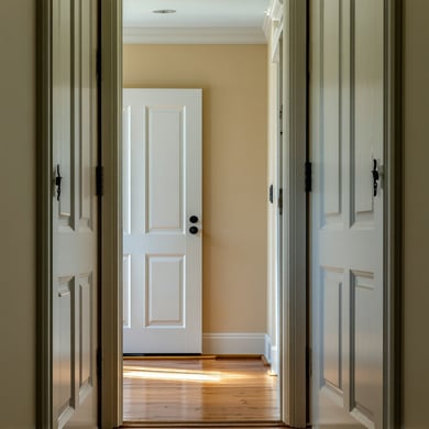 closed doors down a hallway of a house-4