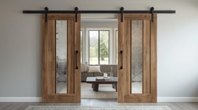 Sliding Barn Doors with Glass Inserts (1)