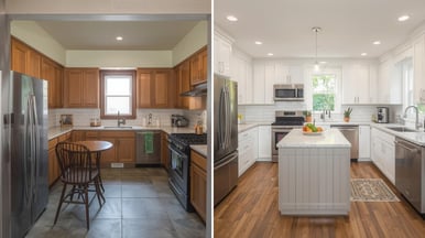 before and after of kichen remodel