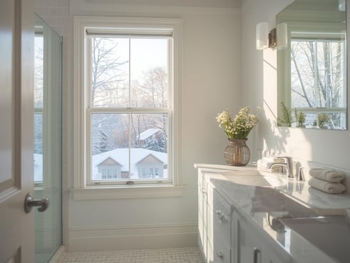 full bathroom with window | Home Visions Carpentry
